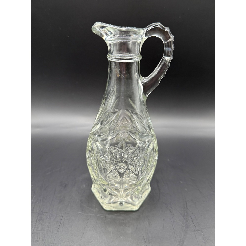 Vintage Anchor Hocking Glass EAPC Star of David Vinegar & Cruet w/o Stopper 6.5"